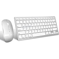 Bezvadu Bluetooth tastatūras un peles komplekts, pārnēsājama plāna, klusa uzlādējama bezvadu tastatūra un pele, kas saderīga ar iPad/Mac/Macbook/Android/Windows/PC/datoru