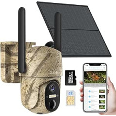 Tzziel 3G/4G āra novērošanas kamera, 2K krāsu nakts redzamība bez WiFi, akumulatora jauda 10400 mAh, Wild Camera, Wildlife kamera ar mobilā tālruņa pārraides lietotni, 355°/100° grozāms, PIR, IP66