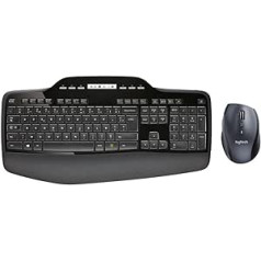 Logitech MK710 bezvadu tastatūras un peles komplekts, 2,4 GHz savienojums, izmantojot USB Unifying uztvērēju, 3 gadu akumulatora darbības laiks, LCD akumulatora indikators, plaukstu balsts, dators/klēpjdators, franču AZERTY izkārtojums