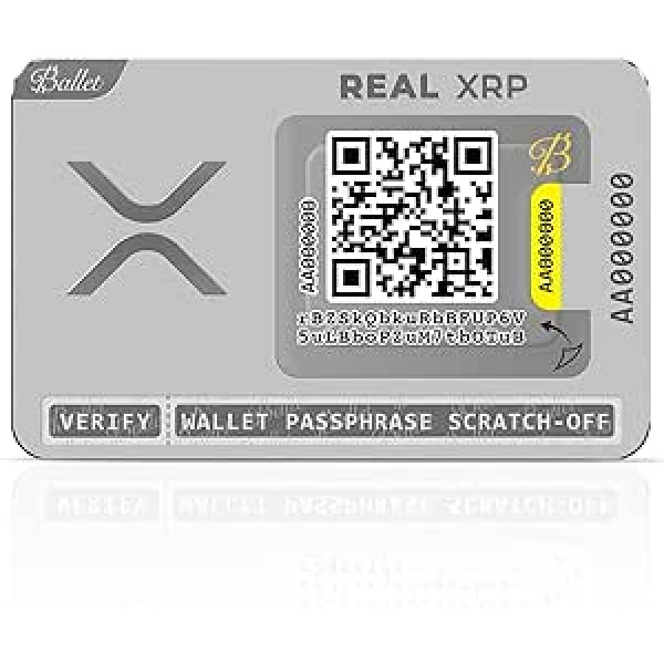 Ballet Real XRP — vienkāršākā saldētavas karte kriptovalūtām, aparatūras maciņš ar atbalstu vairākām kriptovalūtām (1 iepakojums)