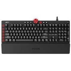 AGON AKG700 spēļu tastatūra — spāņu izkārtojums — Cherry MX sarkanie slēdži — anti-ghosting — AOC G-Tools programmatūra — N-taustiņa apgāšanās