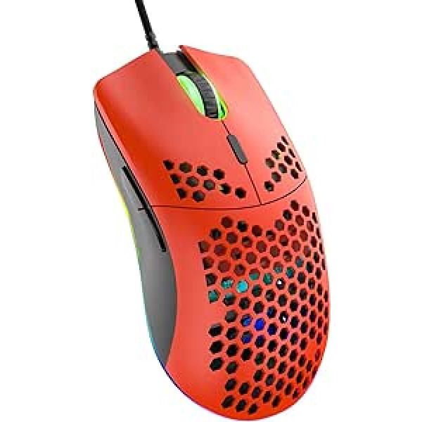 Wired Gaming Mouse, 6 RGB Lighting 6400 DPI Programmable USB Gaming Mice with 6 Buttons, Ergonomic Honeycomb Shell Design for PC Players as well as Xbox and PS4 Users