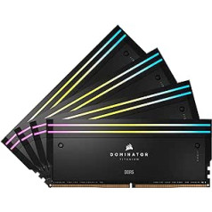 CORSAIR Dominator Titanium RGB DDR5 RAM 64GB (4x16GB) DDR5 6400MHz CL32 Intel XMP iCUE saderīga datora atmiņa — melna (CMP64GX5M4B6400C32)