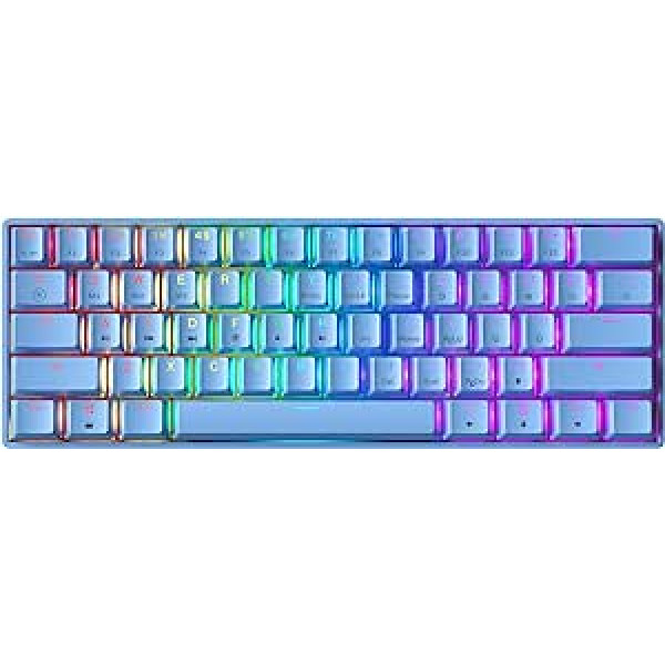 GK61 s Hot-Swap mehāniskā spēļu tastatūra — 61 taustiņu daudzkrāsains RGB LED fona apgaismojums PC/Mac atskaņotājiem (Gateron Mechanical Brown, Blue)