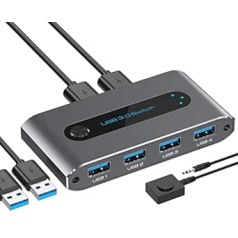 VPFET USB Switch 3.0 USB Switcher 2 in 4 Out USB KVM Switch 2 Computers Kopīgojiet 4 USB 3.0 ierīces ar kabeļa darbvirsmas kontrolieri un 2 komplektu USB 3.0 AA kabeli