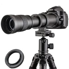 JINTU 420-800mm F/8.3 Teleobjektiv Zoom Linsen Manuelle MF für Canon DSLR Kameras 4000D 2000D 1200D 1300D 1000D 60D 70D 80D 90D 4000D 80D 90D 4000D 80D 90D 4000D T7 T5 T6 T6 T3 Ti 1200Di4i Alumīnija sakausējums