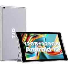 Android 12 planšetdators 10,1 collas, 12 GB RAM, 128 GB ROM (512 GB paplašināma atmiņa), IPS Full FHD skārienekrāns, 8 MP + 2 MP kameras, Wi-Fi, Bluetooth, 6000 mAh, Google GMS, 2 skaļruņi (sudraba krāsā)