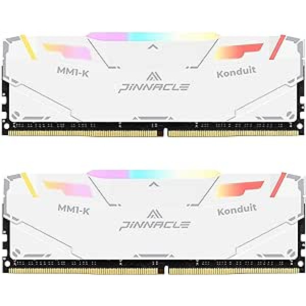 Timetec Pinnacle Konduit RGB 16GB KIT (2x8GB) DDR4 3600MHz PC4-28800 CL18-22-22-42 XMP2.0 Overclocking 1.35V Saderīgs ar AMD un Intel Desktop Gaming PC atmiņas moduļa RAM — balts