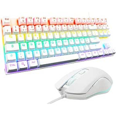 G-Lab Combo Mercury tastatūras un peles komplekts Mehāniskā programmējamā spēļu tastatūra Mehāniskā TKL RGB slēdzis Red Azerty spēļu pele 6 pogas 7200 DPI [balts]