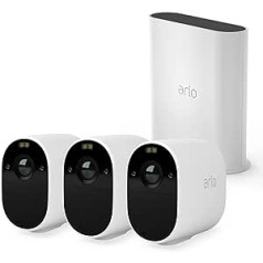 Arlo Essential Spotlight Outdoor Surveillance Camera with SmartHub Bundle, Set of 3, Free Local Storage, 1080p, Apple HomeKit Compatible - White, Arlo Secure Plan Test Period