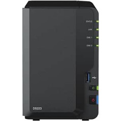 Synology DS223 2-Bay Diskstation NAS (Realtek RTD1619B Quad-Core 2GB Ram 1xRJ-45 1GbE LAN Port) Bundle with 2 x 2TB WD RED Plus HDD WD20EFZX - 68AWUN0