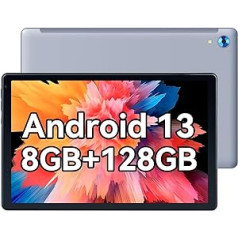 Lville planšetdatora skārienekrāns Android 13, 8 GB RAM + 128 GB ROM (paplašināms) astoņkodolu planšetdators, 10 collas, 1280 x 800 IPS HD, 5G/2,4G Wi-Fi, 5000 mAh, Bluetooth 5.0, divi skaļruņi)