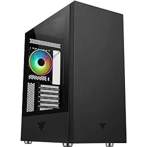 Korpuss iTek Vertibra S210 Gaming Middle Tower 12 cm ARGB ventilators, 2xUSB3, sānu paneļa temperatūras stikls, melns