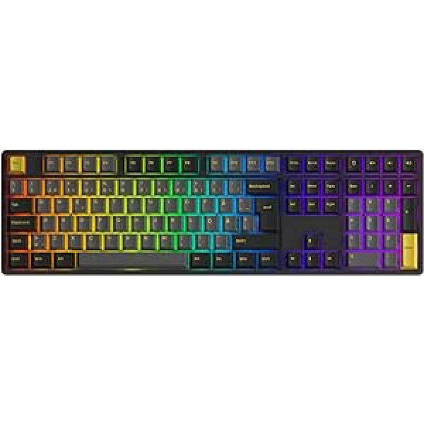 Akko 5108B Plus RGB Mechanical Keyboard, Full Size Keyboard with 5 Pin Hot Swappable, PBT Double Shot Cherry Keycaps, ISO DE/Nordic Layout, Programmable Macros for Gamer/Worker