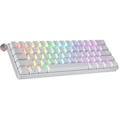 Ranked S60 Supernova Mechanical 60 procentu tastatūra, Hotswap spēļu tastatūra, 61 taustiņš ar RGB apgaismojumu, PC/Mac Gamer, ASV amerikāņu izkārtojums (balts, Gateron optiskā ātruma sudraba krāsa)