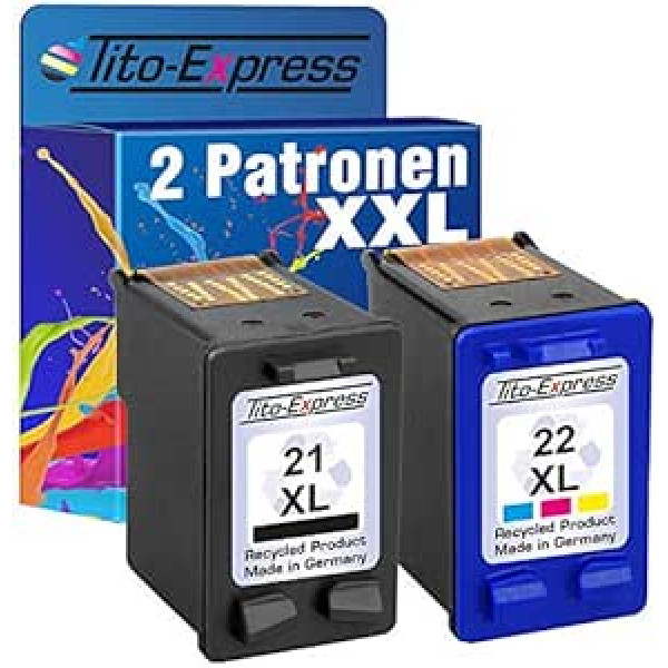 Tito-Express 2 tintes kasetņu komplekts HP-21 XL un HP-22 XL PSC 1410 F4140 F4150 F4172 F4175 F4180 F4185 F4190 F4194