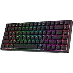 RK ROYAL KLUDGE RK84 bezvadu Bluetooth/2,4 GHz 75% RGB mehāniskā spēļu tastatūra, trīs režīmi savienojama tastatūra ar karstās maiņas iespējotu taustes brūnu slēdzi, melna