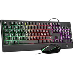 Rii Gaming RK400+ (Italian Layout) - Gaming Keyboard and Mouse Set, LED Backlight with 7 Colours (Rainbow), Anti-Ghosting, Sensitivity Adjustable up to 3200 DPI