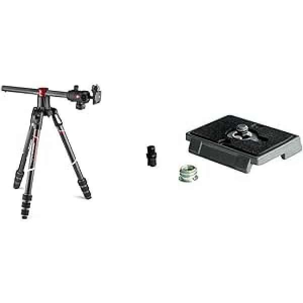 Manfrotto Befree GT XPRO Carbon: statīvs ar lodgalvu 496 MKBFRC4GTXP-BH & 200PL, ātrās atbrīvošanas plāksne ar 1/4 collas skrūvi, saderīga ar DSLR, kompakta sistēmas kamera, bezspoguļa, daudzkrāsains