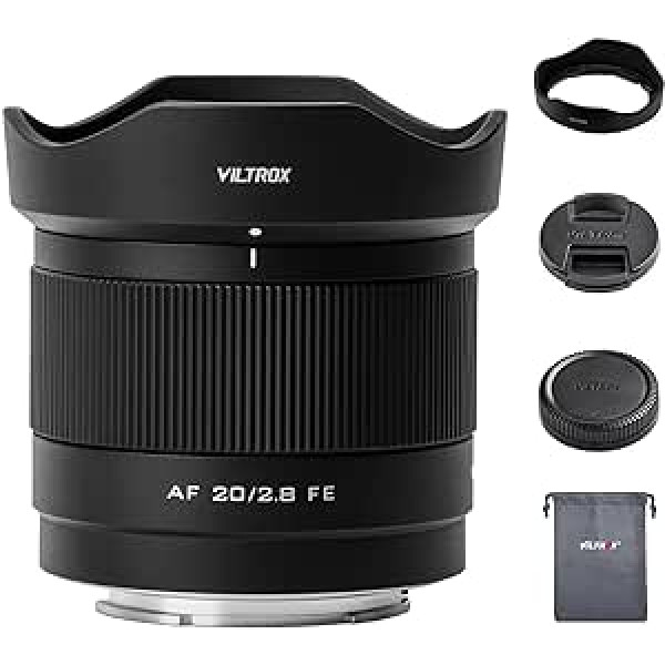 VILTROX 20 mm f2.8 FE, 20 mm f/2.8 e-Mount pilna formāta AF īpaši plata leņķa automātiskā fokusa objektīvs Sony e Mount, platleņķa objektīvs kamerām Alpha a7 a7II a7III a7R a7RII a7RIII a7RIV a7S a7SII a9 a7C