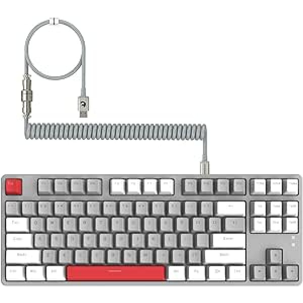 MAMBASNAKE AK873 DIY mehāniskā tastatūra, spirālveida kabelis, 22 taustiņu RGB fona apgaismojums, peldošs taustiņu vāciņš, 87% tastatūra ar noņemamu magnētisko vāciņu, spēlētājiem