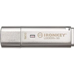 Kingston IronKey Locker+ 50 USB Stick XTS-AES šifrēšana datu aizsardzībai ar automātisku USBtoCloud dublēšanu IKLP50/16GB