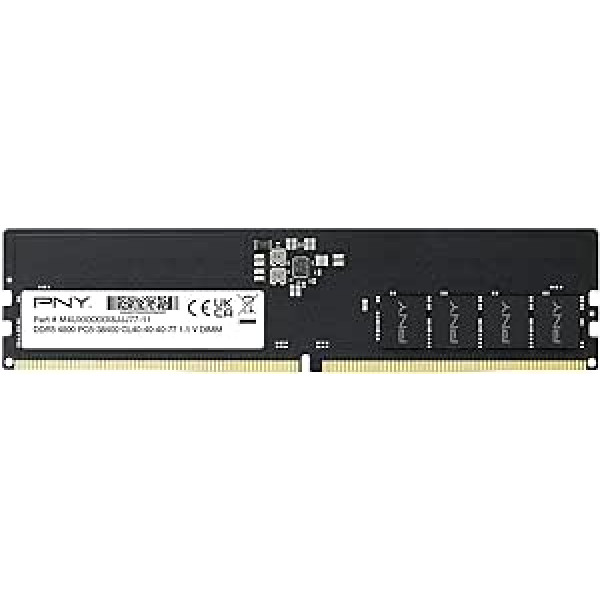 PNY Performance DDR5 16GB 4800 MHz DIMM galddatora atmiņa bez bufera CL40 1.1V, MD16GSD54800-TB, melns, 8GB