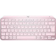 Logitech MX Keys Mini Wireless Keyboard Compact Bluetooth Backlit USB-C Compatible with Apple macOS, iOS, Windows, Linux, Android, Metal Case - Pink