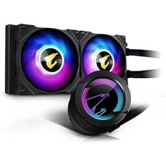 AORUS WATERFORCE 240 AIO Liquid CPU Cooler, 240mm Radiator with 2 x 120mm Low Noise ARGB Fans, Rotating ARGB Lighting Panel Design, Compatible with Intel LGA1700 (GP-AORUS WATERFORCE 240)