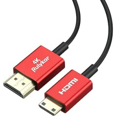 Īss 8K Mini HDMI 2.1 kabelis 1 m īpaši liela ātruma 48 Gbps Rulykar plāns HDMI kabelis Φ2,5 mm 4K@120Hz, savietojams ar kameru, videokameru, klēpjdatoru, Raspberry un citām ierīcēm