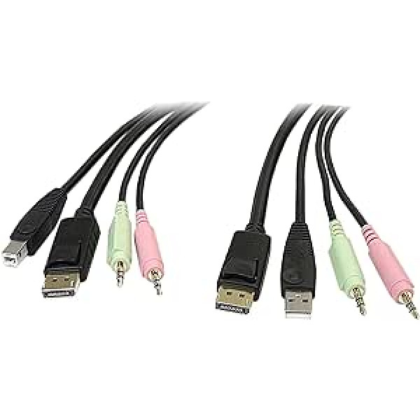 StarTech.com 1,8 m 4-in-1 USB DisplayPort® KVM slēdža kabelis ar audio un mikrofonu