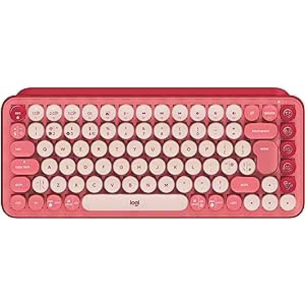 Logitech POP Keys Mechanical Wireless Keyboard with Customizable Emoji Keys, US QWERTY Layout - Pink