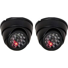 2 x O&W Security Dummy Camera with Lens and Flashing LED as Dummy Camera, Fake Video Surveillance for Indoor and Outdoor Use
