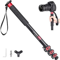 Viegls kameras monopods, 63 collu, 4 daļīgs pārslēdzams video monopods, pārnēsājams, kompakts Canon Nikon Sony bezspoguļu teleskopiskiem DSLR tālruņiem, maksimālā slodze 15 kg