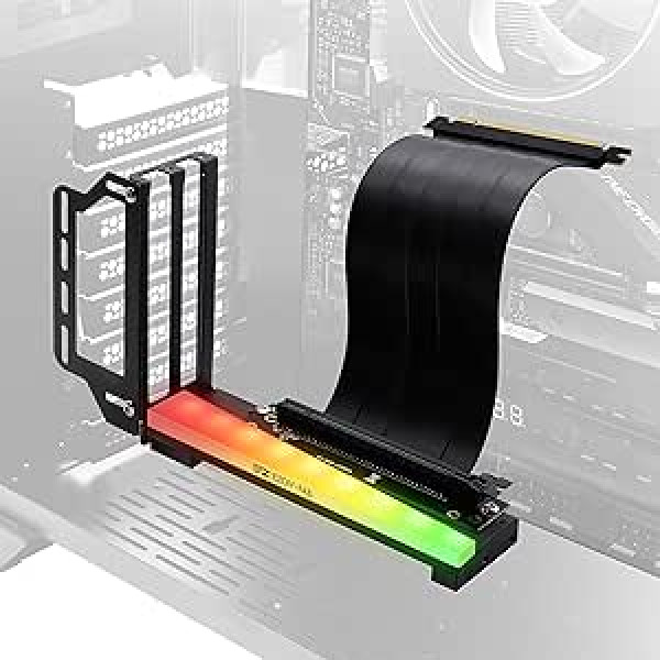 EZDIY-FAB Vertical Graphics Card Holder with ARGB LED 5V 3 Pin GPU Mount VGA Video Card with Riser Cable PCIE3.0 Black