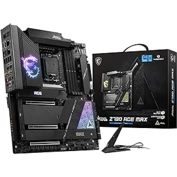 MSI MEG Z790 ACE MAX mātesplate, E-ATX — atbalsta 12., 13. un 14. paaudzes Intel Core procesorus, LGA 1700, DDR5 7800+MHz/OC, PCIe 5.0 x16, M.2 Gen5, Dual 2.5G LAN, Wi-Fi 7 , Thunderbolt 4