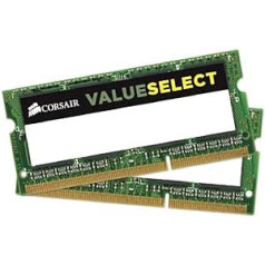 Corsair Value Select SODIMM 8GB (2x4GB) DDR3L 1600MHz C11 Speicher für klēpjdatoriem/piezīmjdatoriem — Schwarz CMSO8GX3M2C1600C11 DDR3