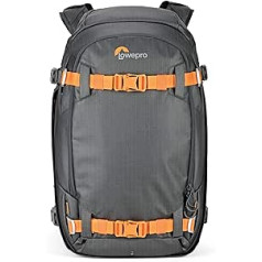 Lowepro Whistler 350 AW II, 4 Seasons kameras mugursoma, kas izgatavota no pārstrādātiem materiāliem, pret laikapstākļiem izturīgs korpuss, kameras soma profesionālai lietošanai, piemērota 13 collu klēpjdatoram, ieliktņu paliktņi, pelēks