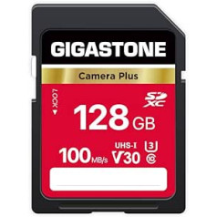 Gigastone Camera Plus 128GB SDXC atmiņas karte līdz 100MB/s Canon Sony Nikon Olympus digitālajām kamerām 4K UHD video ierakstīšana UHS-I U3 V30 Class 10 ar 1 mini korpusu