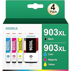 4 x 903XL Black Cyan Yellow Magenta Ink Cartridges Replacement for HP 903XL for Officejet 6950 6960 for Officejet Pro 6970 6960 All-in-One Printer