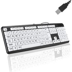 ciciglow Large Printed Keyboard, 104 Keys Wired USB Keyboard with Large Letters PC Keyboard for Seniors, Children and Visually Impaired (Black)