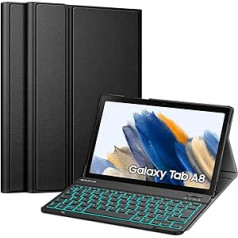 Fintie klaviatūra [prancūziška AZERTY] Suderinama su Samsung Galaxy Tab A8 10,5 colio 2021 (SM-X200/X205/X207) – kietas ir plonas kelių padėčių dėklas, juodas