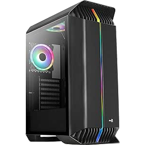 Aerocool Gladiator Duo, ARGB ATX Mid Tower Case, 3 x Duo 12 ARGB Fans, Tempered Glass Side Panel, Black