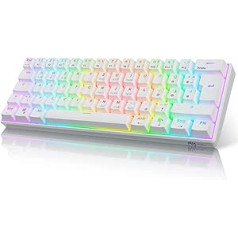 RK ROYAL KLUDGE RK61 RGB 60% Mechanical Gaming Keyboard, Wireless/Wired Bluetooth Keyboard with Hot Swap Enabled Clicky Blue Switch, Compatible with Multiple Devices, White (QWERTZ)