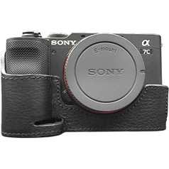 MUZIRI KINOKOO A7C oriģinālās ādas aizsargmaciņš priekš Sony A7C/α7C apakšējais korpuss Sony A7C Grip Case oriģinālās ādas, melns, A7C soma