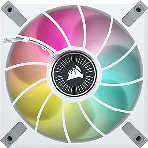 Corsair iCUE ML120 RGB ELITE 120 mm PWM RGB ventilators (CORSAIR AirGuide tehnoloģija, magnētiskā levitācija, līdz 2000 apgr./min., nulles apgr./min. režīms, iekļauts iCUE apgaismojuma mezgla CORE) trīskāršs komplekts — balts