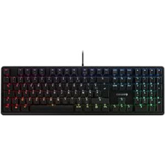 CHERRY G80-3000N RGB mehāniskā spēļu tastatūra ar RGB apgaismojumu, franču izkārtojums (AZERTY), vadu, oriģinālie CHERRY MX Silent Red slēdži, melns