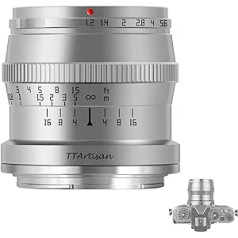 TTARTISAN 50 mm F1.2 objektīvs APS-C MF Fuji X Mount kamerām X-A1 X-A10 X-M1 X-M2 X-H1 X-T1 X-T10 X-T2 X-T20 X-T3 X-T4 X -T100 X-T200 X-T30 X-PR01 XS10 un vairāk (sudraba)