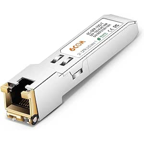 6COM GIGA 10GBase-T SFP+ siųstuvas-imtuvas, 10G SFP+ iki RJ45 vario modulis, CAT.6a/7, iki 30 metrų, skirtas Cisco SFP-10G-TS, Ubiquiti, D-Link, Supermicro, Netgear, MikroTik S+RJ10 ir kt.