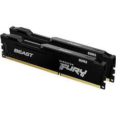 Kingston FURY Beast Black 8GB (2x4GB) 1866MHz DDR3 CL10 galddatora atmiņas komplekts ar 2 KF318C10BBK2/8